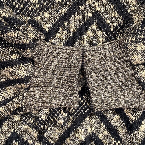 VTG 80s Chevron Batwing Sweater S/M Black Tan Knit Retro Slouchy Y2K Boho Chic - Picture 10 of 12